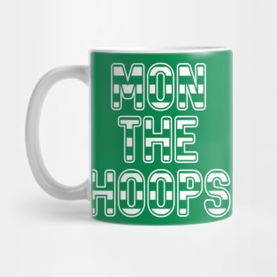 Mon The Hoops, Glasgow Celtic Football Club Green and White Striped Text Design Mug